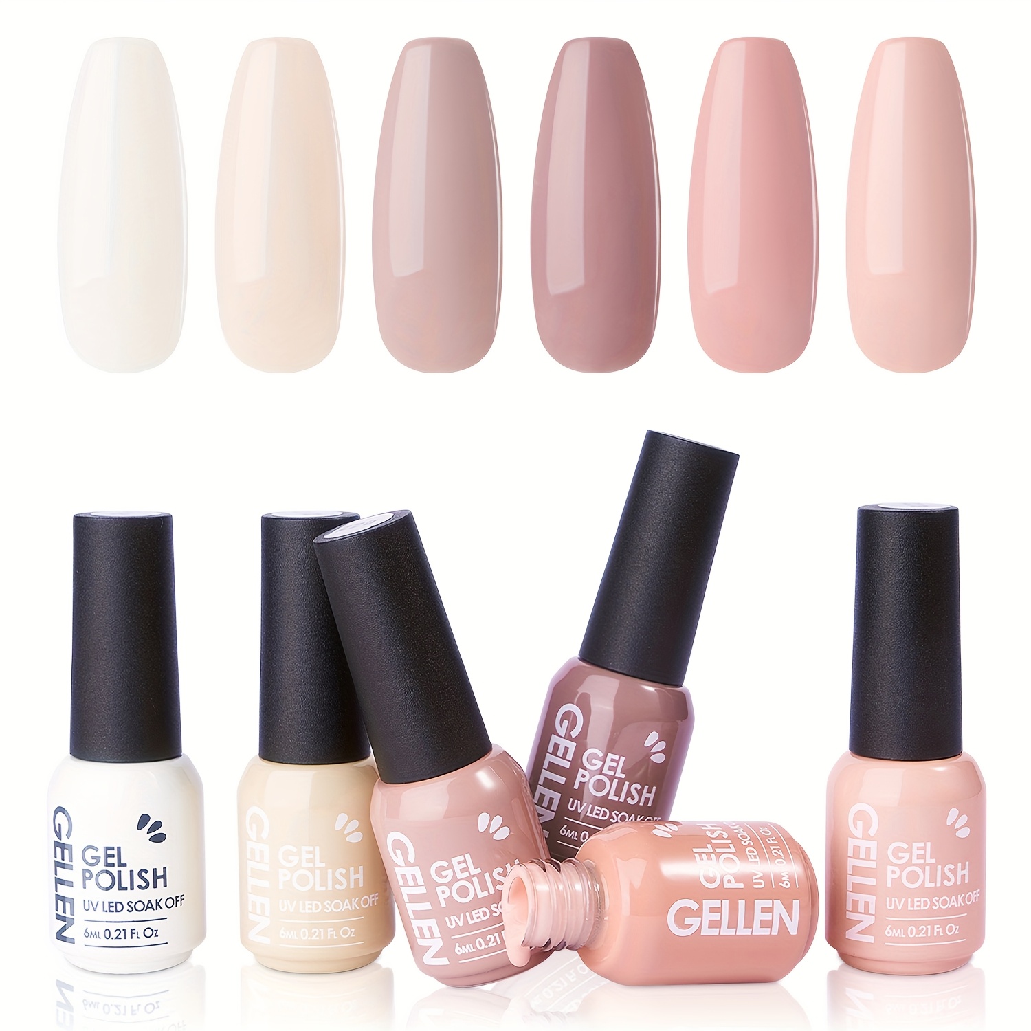 TEMU Gellen Gel Nail Polish Set | Blush Tones Series, White Creamy Pastel Pinks, Soak Off Gel Polish For , Popular Nail Art Design, Manicure Gift Set