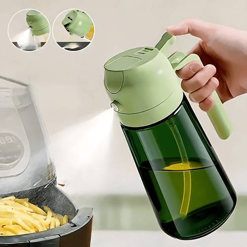 1pc dual purpose oil dispenser non drip oil spray bottle for home use grilling and light meals automatic condiment squeeze bottle kitchen soy sauce bottle misting bottle oil spray bottle plastic green sprayer dual use oil dispenser
