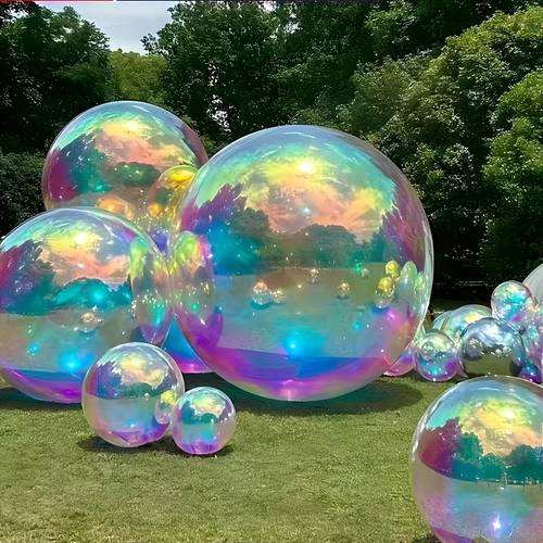 poza articolului 6 bucăți baloane din folie de aluminiu 4d cu gradient vibrant - designuri și aurora, perfecte pentru , ziua îndrăgostiților, aniversări și petreceri cu tematică disco, accesorii reutilizabile pentru evenimente, baloane de sărbătoare | design gradient vibrant | finisaj iridescent
