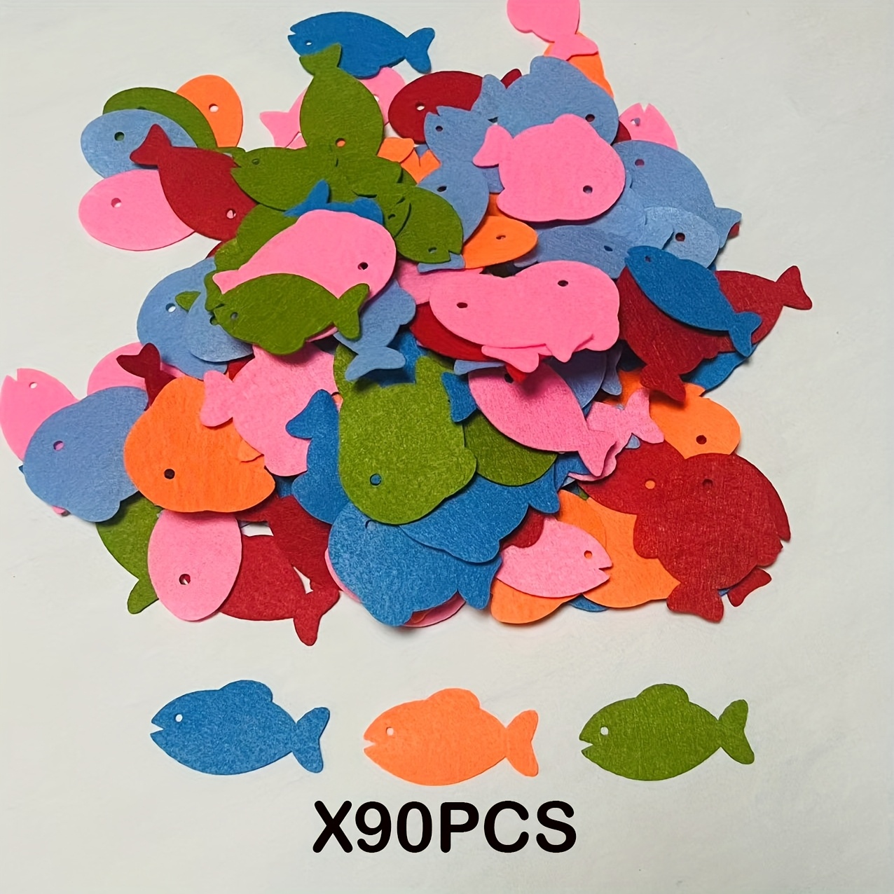 TEMU 90pcs Felt Fish Patches - 3 , Mixed Colors & Sizesperfect For Clothes, School Bags, Diy Projects, Curtains, Scrapbooking, Notebooks, And