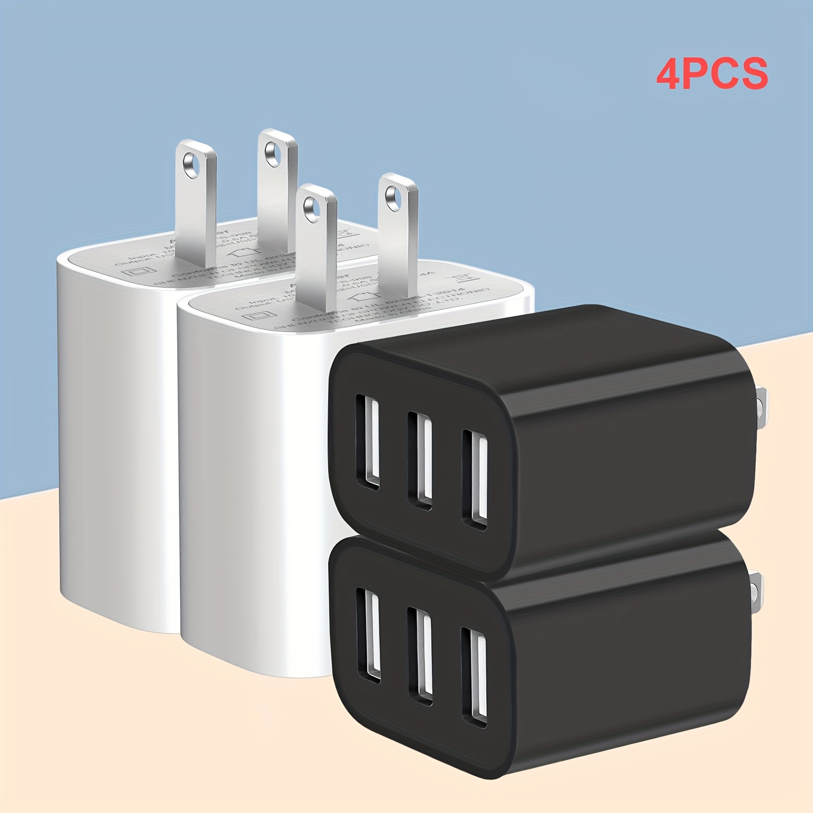 

4pcs Usb Wall Charger, Charger Adapter, Quick Charger Plug Cube For Iphone 14 11 Pro Max 10 Se X Xs 8 Plus S22 S21 S20 Fast Charging Box Brick