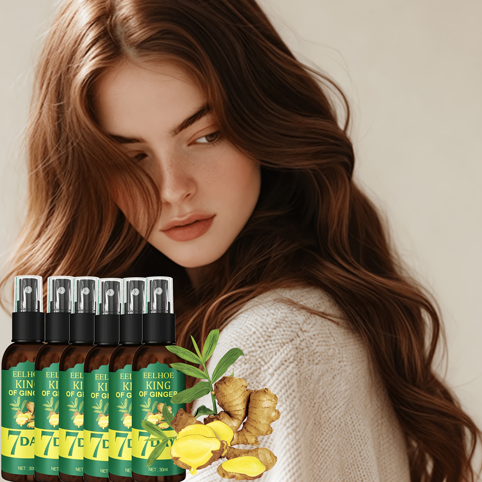 6pcs Ginger Essential Oil & Biotin Hair Care Essence Set