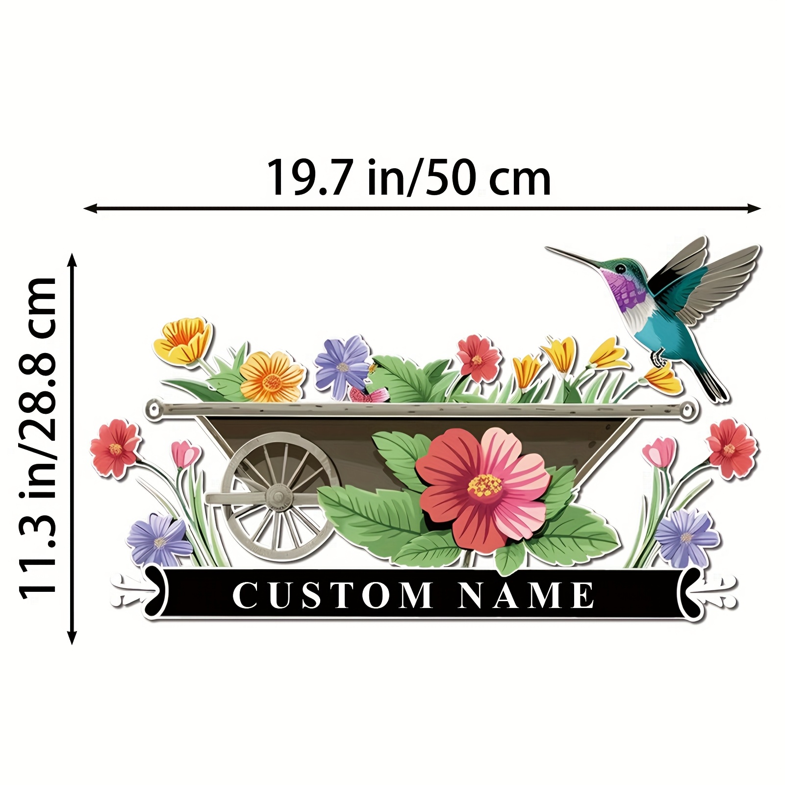 TEMU Panneau de jardin en métal personnalisé avec coloré et fleurs, panneau de nom de jardin personnalisé, décoration murale de jardin personnalisée