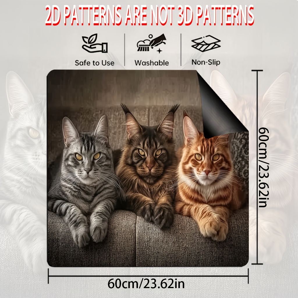TEMU 1 stuk, 2D Plat Print Fornuisbeschermer Mat, Maine Coon Kat Ontwerp, veelzijdig als Ovenmat, Wasmachine Mat, Muismat & Keukendecoratie, Levendig