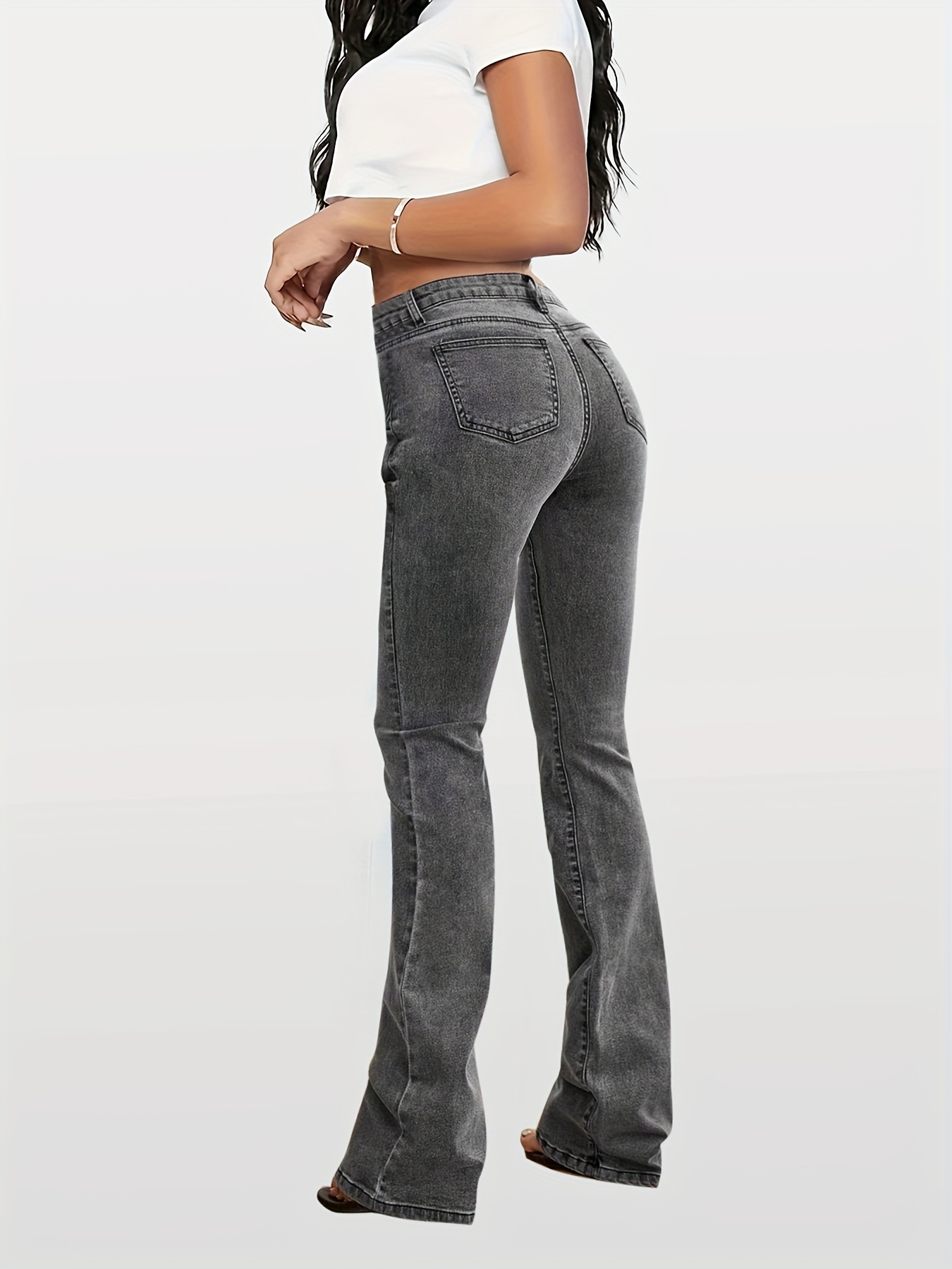 High Stretch Casual Bootcut Jeans Slant Pockets Versatile - Temu