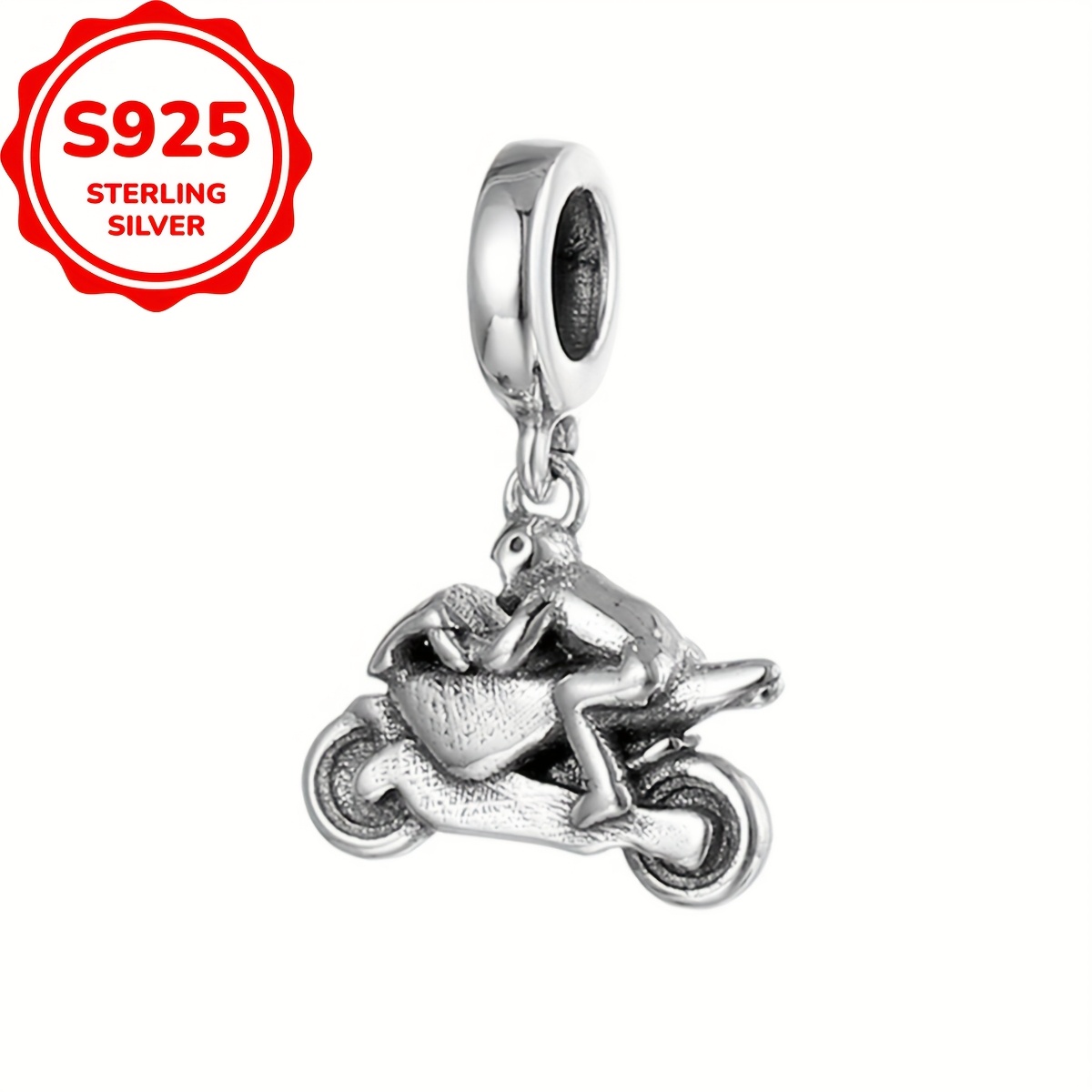 Image of 1 Piece Of Stylish 925 Silver Motorcycle-themed Necklace Pendant, Perfect For Crafting Jewelry Gifts For Men On Birthdays Or Holidays