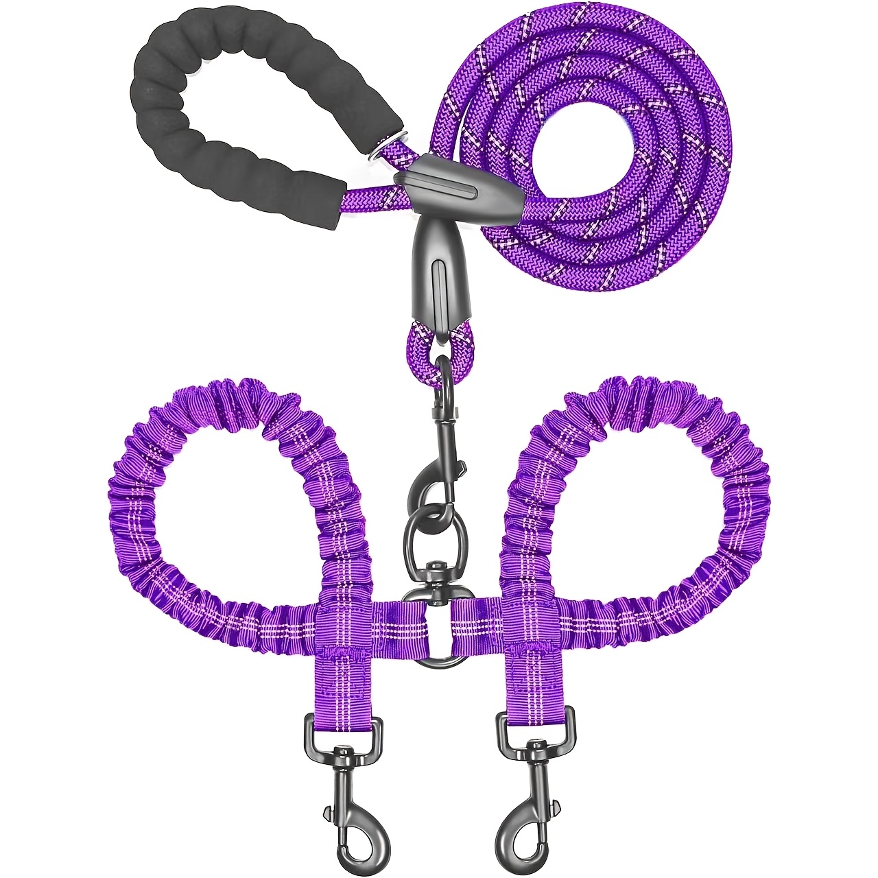 Dual Dog Leash, 360° Rotating Tangle-Free Design