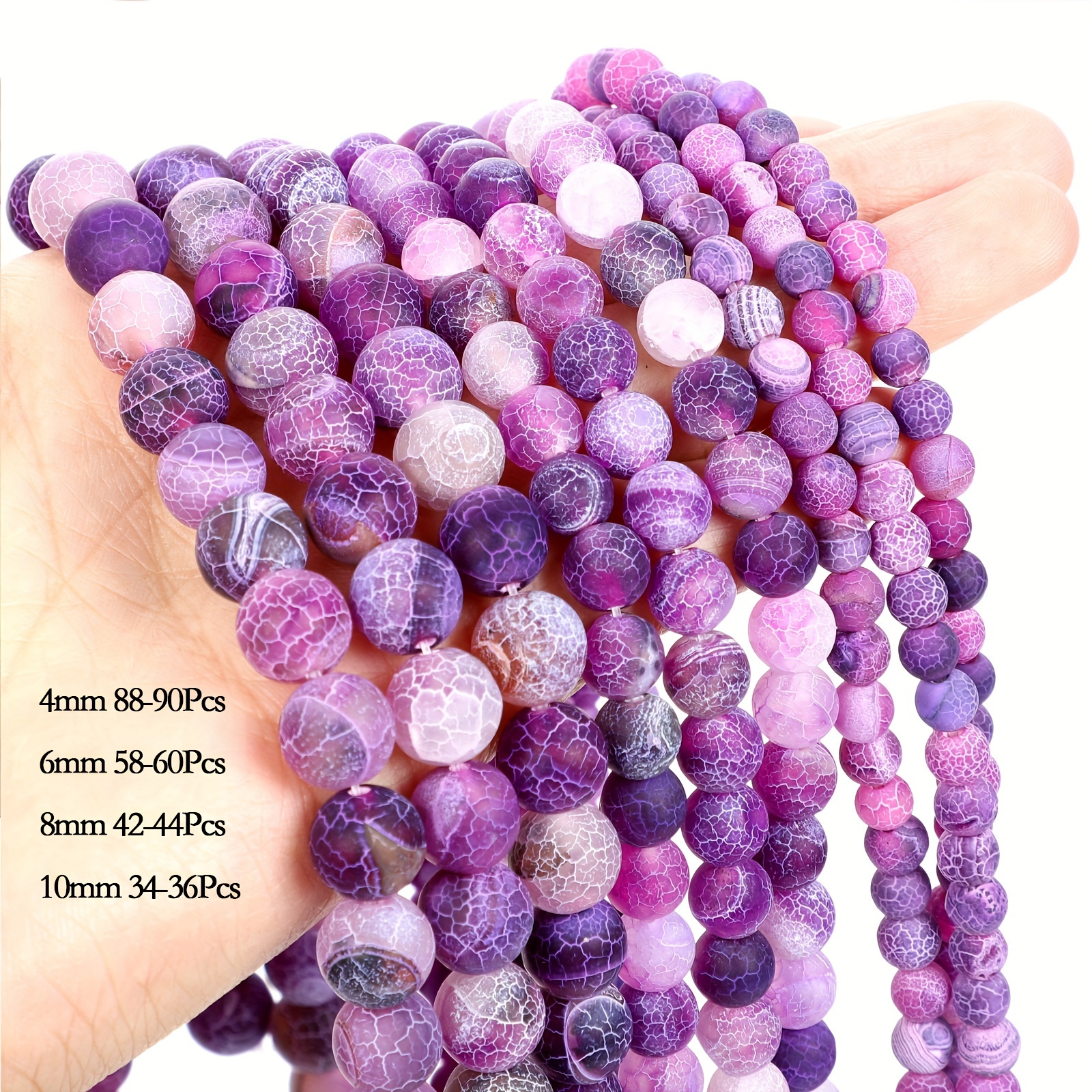 TEMU Natural Purple Stone Round Loose Beads For Jewelry Making Diy Charm Bracelet 4-10mm