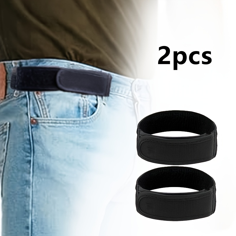 TEMU 2pcs/set Men' Buckleless Belt With Padded Edge, Adjustable Nylon Strap, 32-43cm (12, 6-17inch) Elastic Belt Loop Without , Convenient And