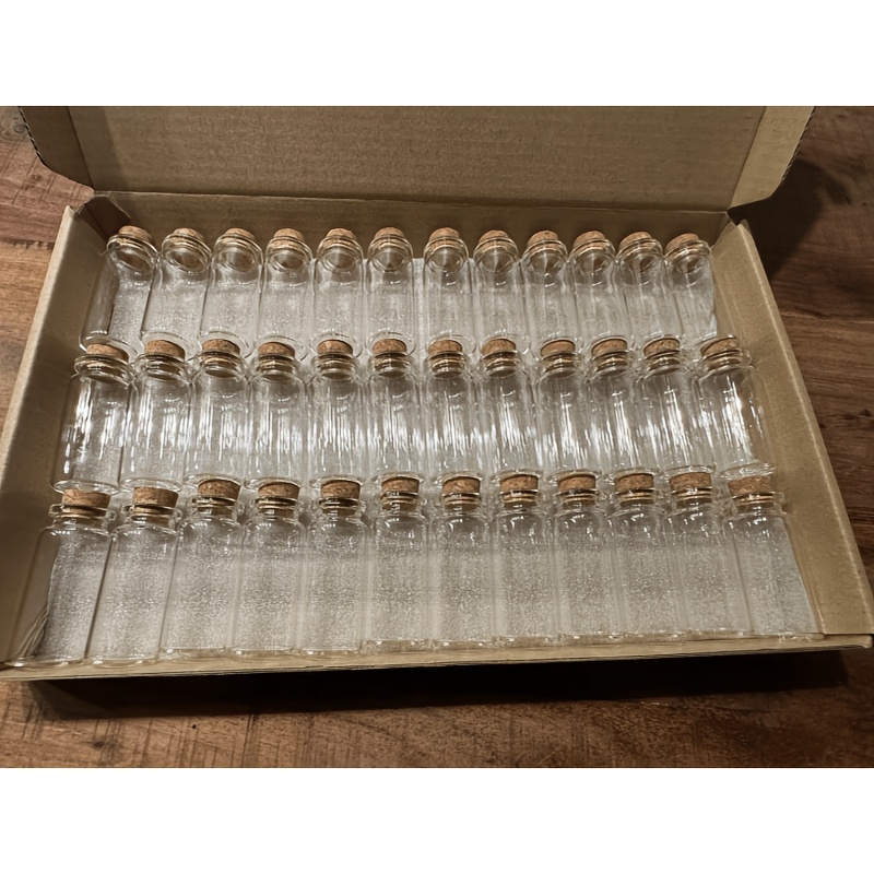 Image of 36pcs Mini Glass Bottle Set, 10ml Wish Bottles With Corks, Small Glass Vials, Magic Jars, Empty Message Bottles, For Wedding Wishes, Party Decor, Arts And Crafts, Gifts