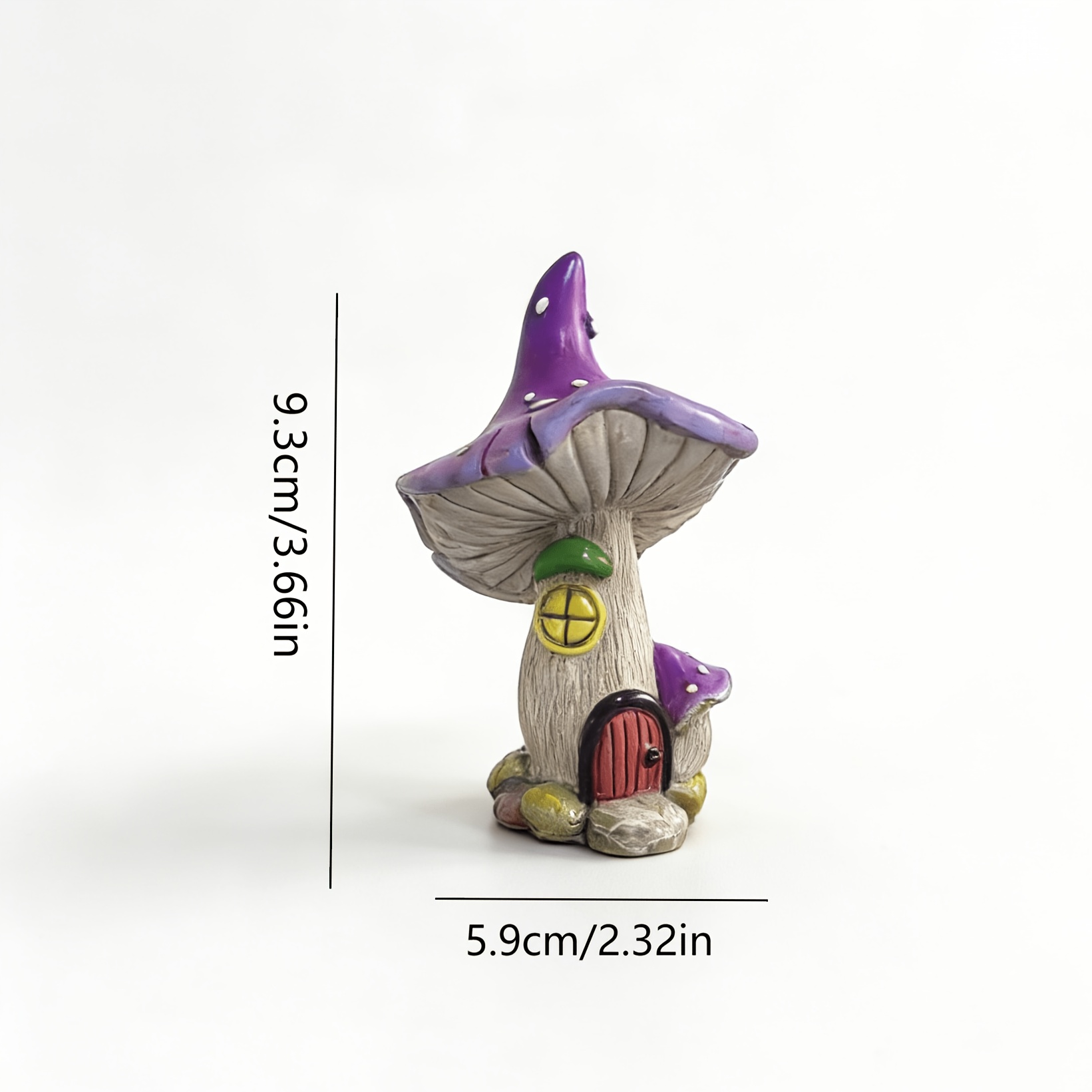 TEMU 1pc Garden Gnome Purple-topped Mushroom House Resin Ornament, Micro Landscape Decoration, With Round Window Door Detail, And Sun-resistant For