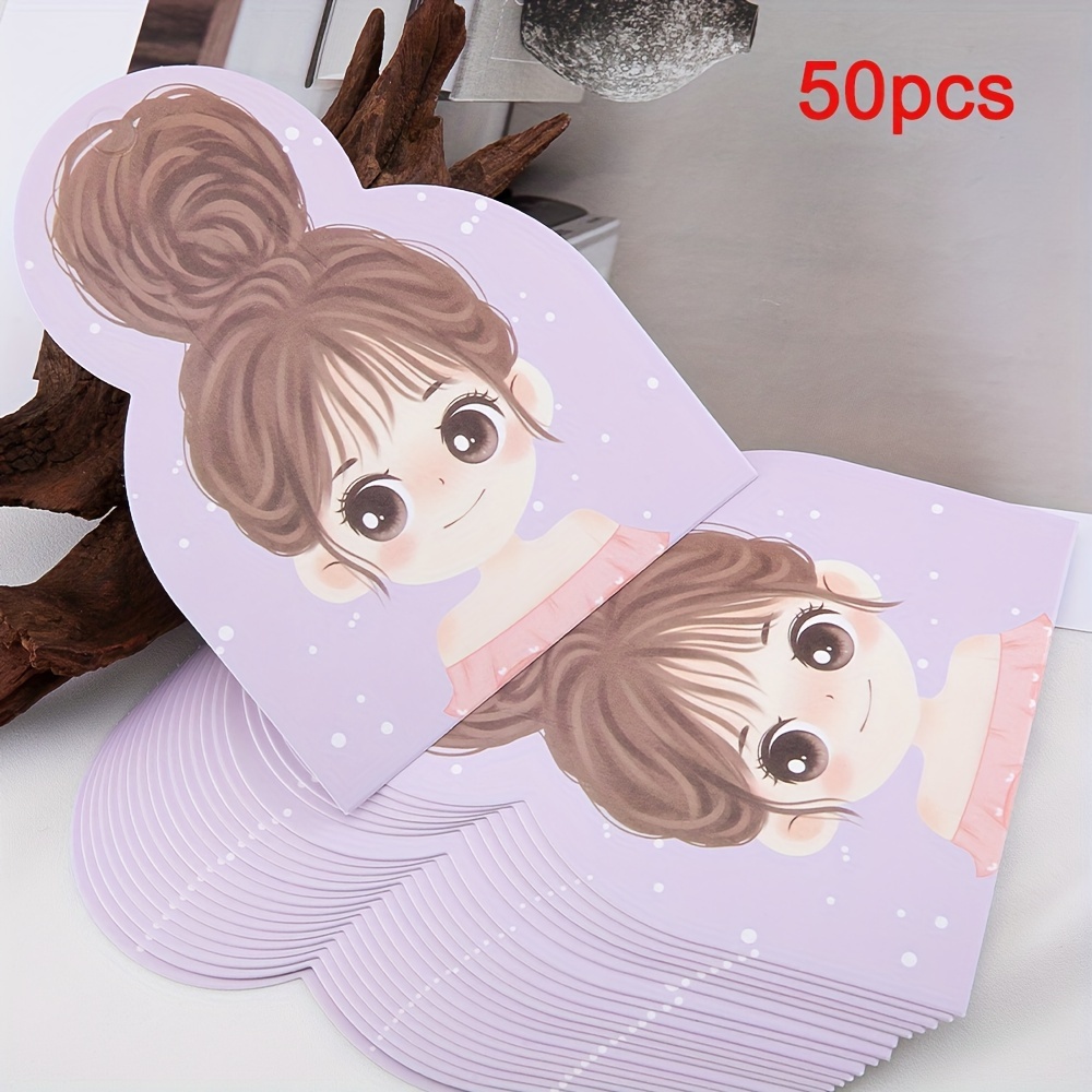 Image of 50pcs Purple Girl Hairpin Show Cards Hair Ropes Hairpin Retail Packaging Diy Gift Packaging
