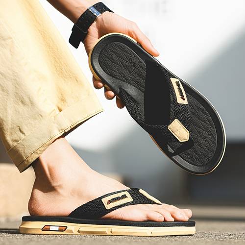 herren strandsandalen zum hineinschlüpfen, strapazierfähig, lässiger sommer-stil, rutschfest, für freizeit, strand, outdoor, mit weicher sohle