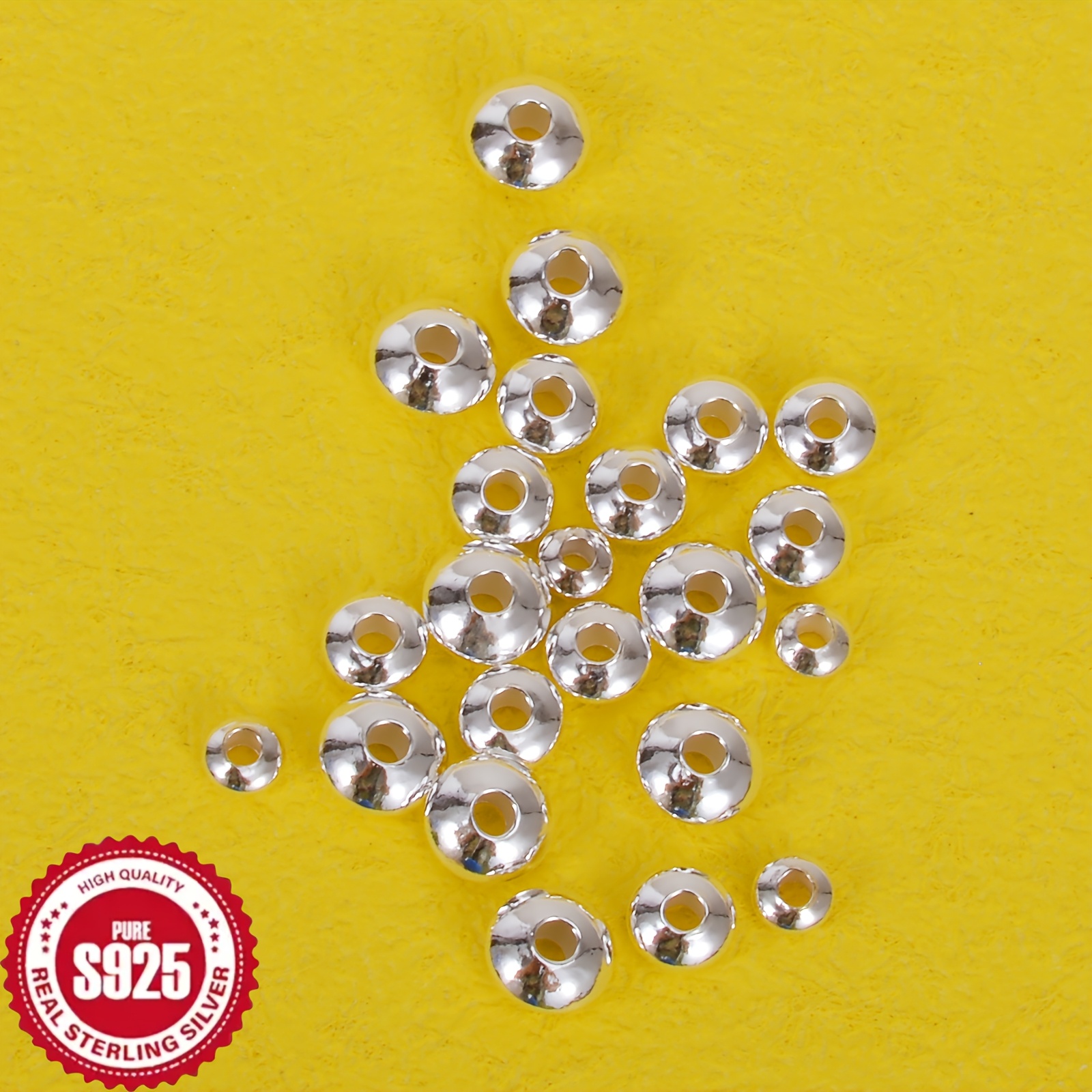 50pcs S925 Sterling Silver Spacer Beads for Jewellery Making