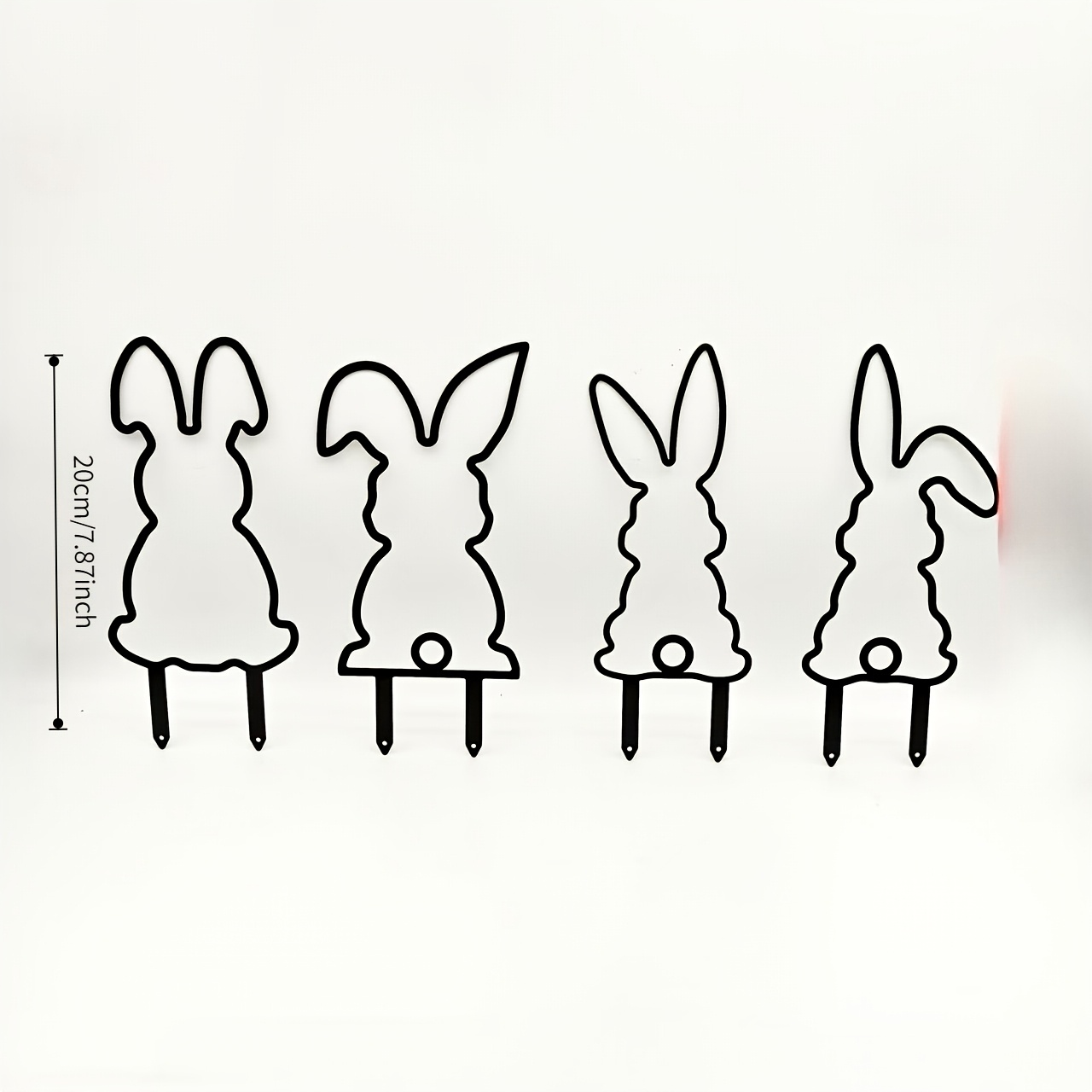 2d Flat, [2d Flat] 2dflat [2d Flat] Cute Acrylic Rabbit Silhouette Garden Stake - 4pcs Set For Outdoor Lawn Decoration, Suitable For Courtyards, Flower Beds, Easter, And Spring Decorations, 2d Flat