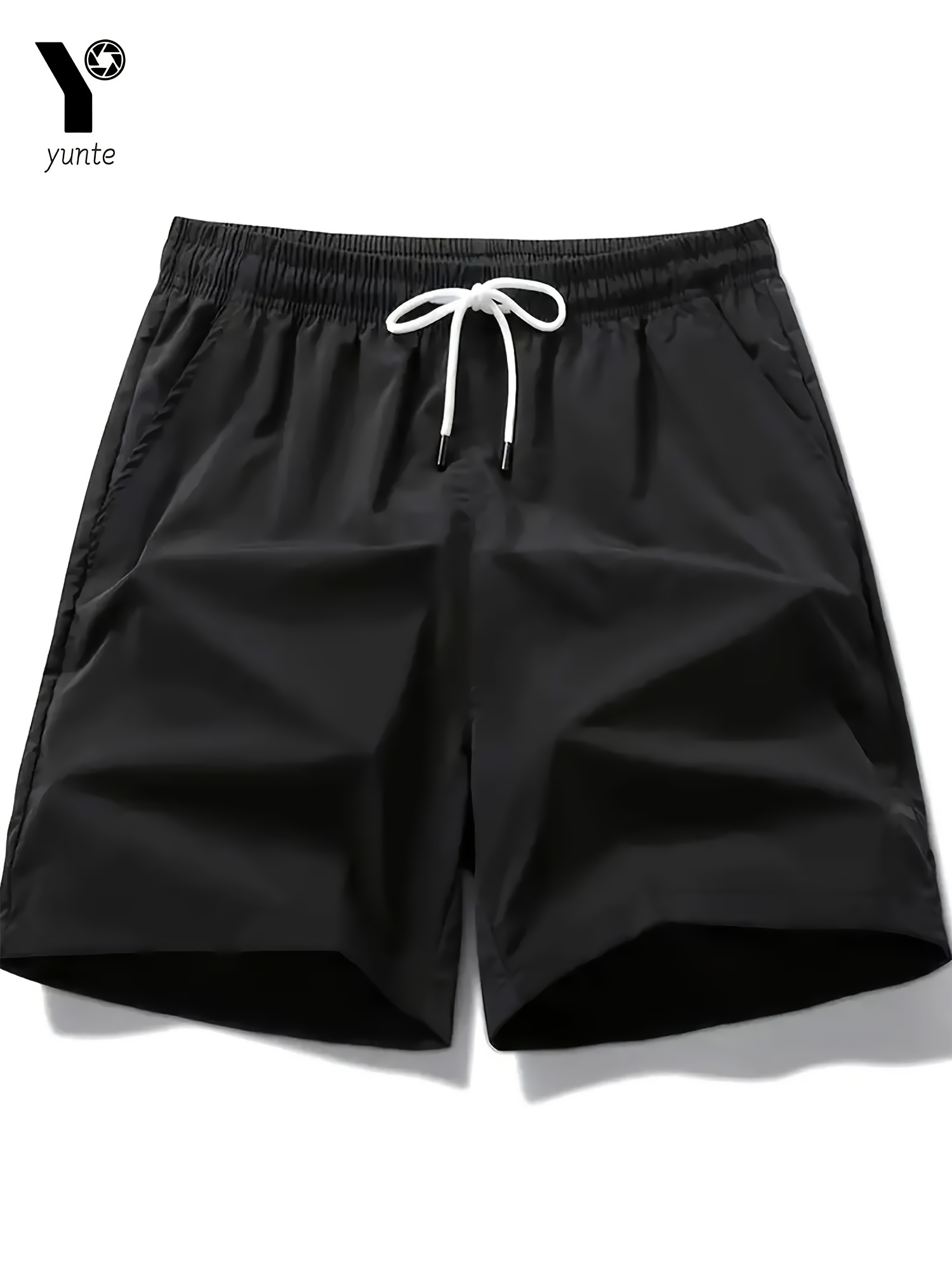 mens black blue athletic shorts loose fit quick dry elastic waistband with drawstring pockets ideal for training sports shorts elastic waistband shorts fabric details 1