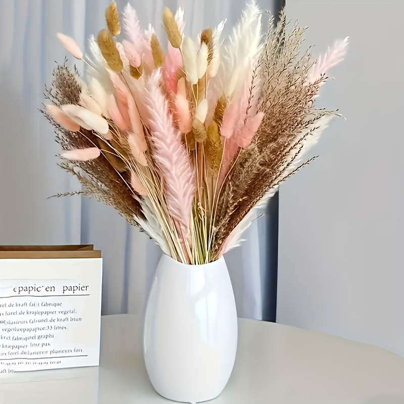 E-shop 100 Stück Natürliches Getrocknetes Pampasgras Boho Wohnaccessoires Blumenstrauß Phragmites Trockenblumenstrauß für Hochzeitsfloristik