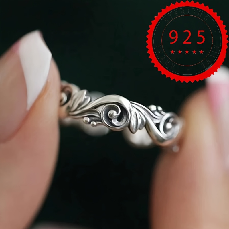 Image of 1pc S925 925 Silvery Plated Minimalist Elegant Open Adjustable Ring Men And Women High-quality Jewelry Festival Party Wear About 4.5 Grams
