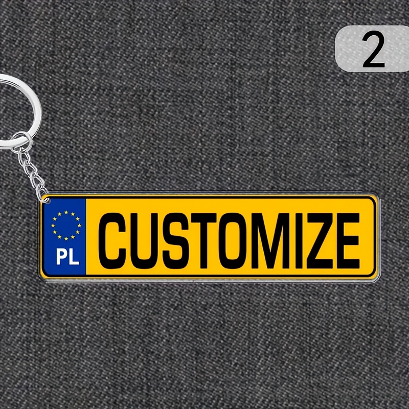 TEMU 2d Flat - Customizable Acrylic Keychain With A Polish Theme, Measuring 8cm X 2cm. No Power Source Required. Personalize Your Text. Suitable For
