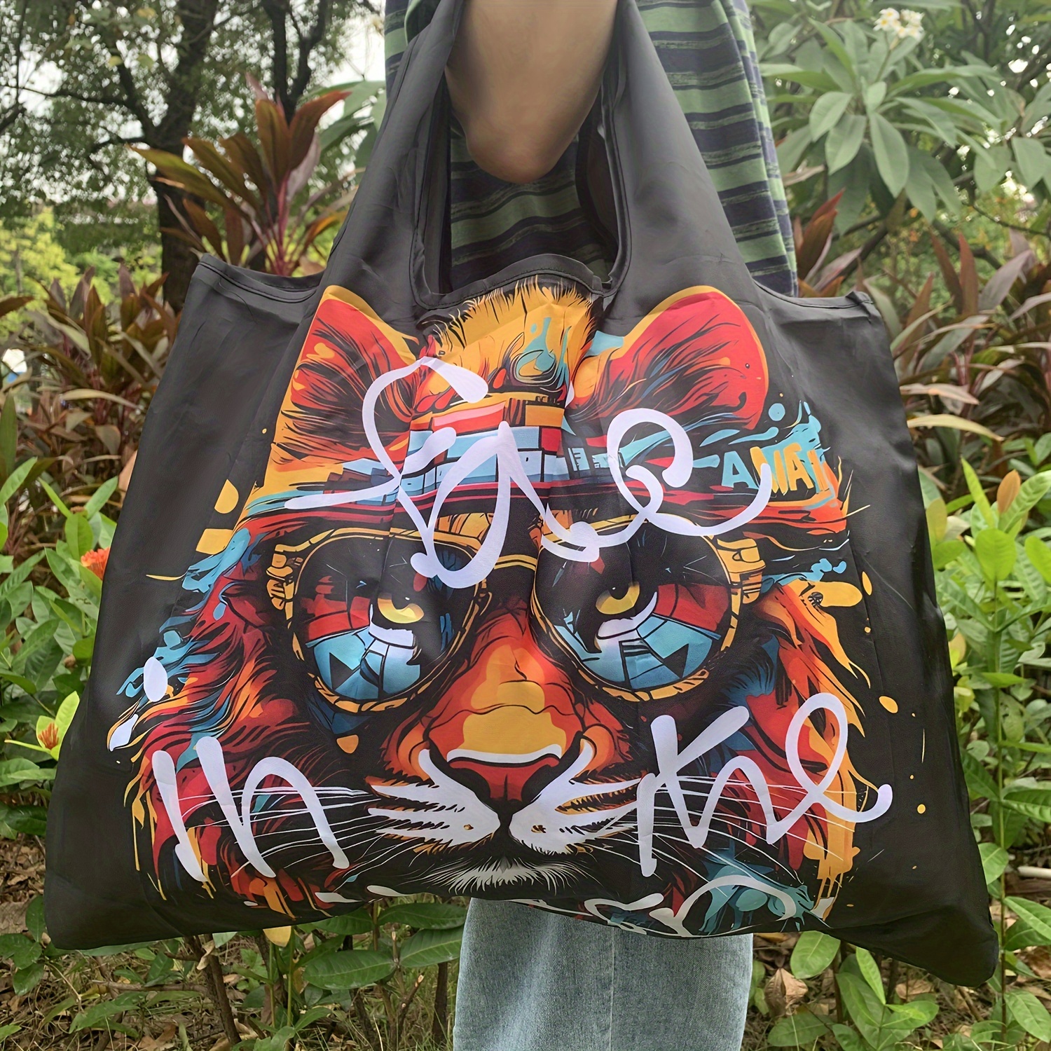 Big Size Thick Nylon Tote Eco Reusable Shopping Bag Portable Shoulder Women's Handbags Folding Pouch Shopping Bag Foldable