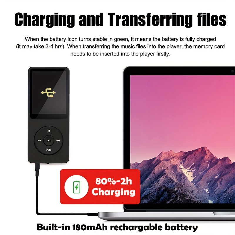   mp3 player 8gb built in storge music player for kids digital audio players mp3 player with fm radio voice recorder video play e book 60 hours playback expandable up to 128gb black as a birthday or christmas gift for kids boys girls even mom and dad details 5