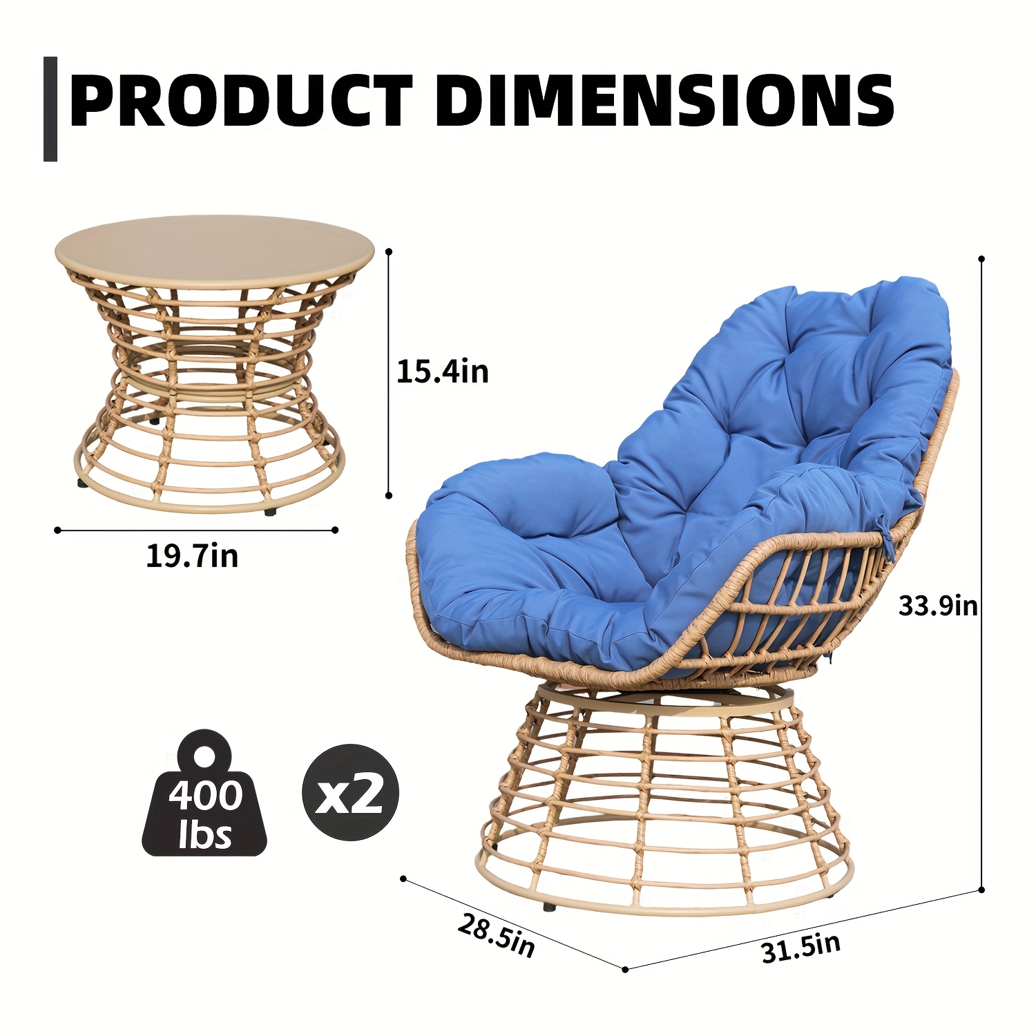 wicker outdoor patio furniture set swivel chair balcony Temu