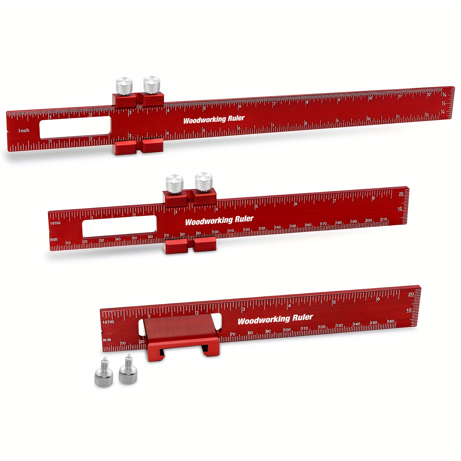 

Aluminum Woodworking Ruler Set: 3 Sizes For Precision Measurement - T-square, Square T-track, And Pocket Ruler - Suitable For Diy And Professional Use