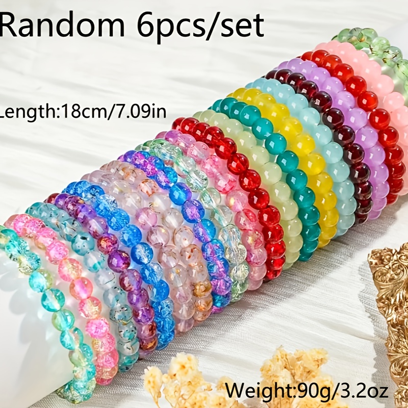 Random This Set Of 6 Bead Bracelets In Mixed Colors Is A Layered Set Of Jewelry For Men And Women. A , Versatile And Fashionable Accessory, And An Ideal Gift For . A Simple And Casual Jewelry