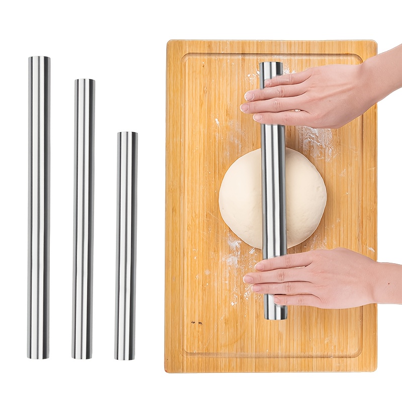 

1pc Stainless Steel Rolling Pin - , Washable Dough Roller For Baking, Kitchen Tool For Dumplings, Uncharged, Ideal For Eid Gifts