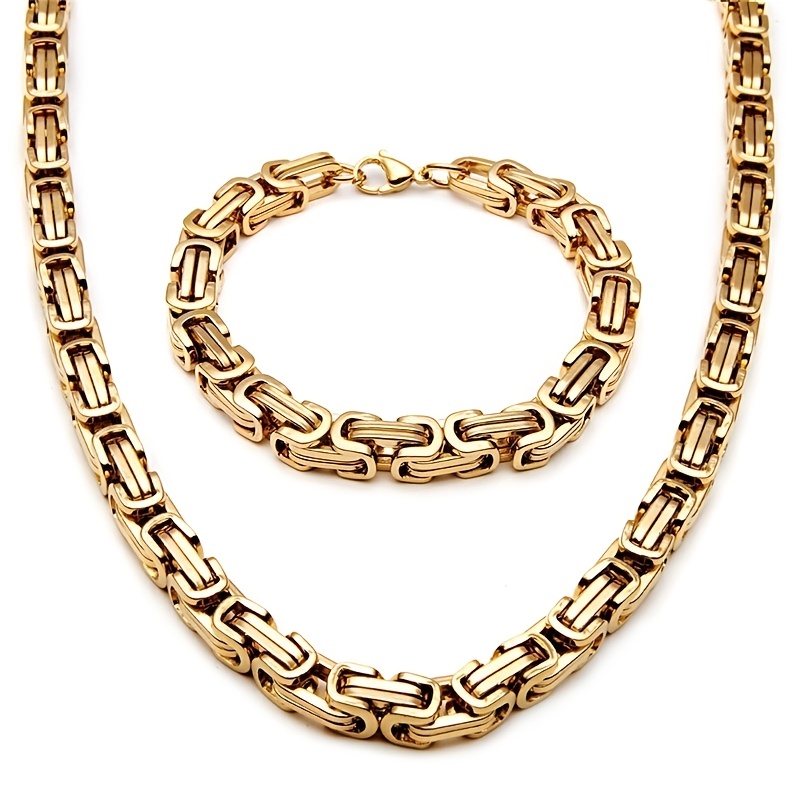 TEMU 2 Pezzi Set di Gioielli in Acciaio Inossidabile e : Collana + Bracciale, Accessori a Catena per , Regalo per Occasione, Abbinabile a Qualsiasi