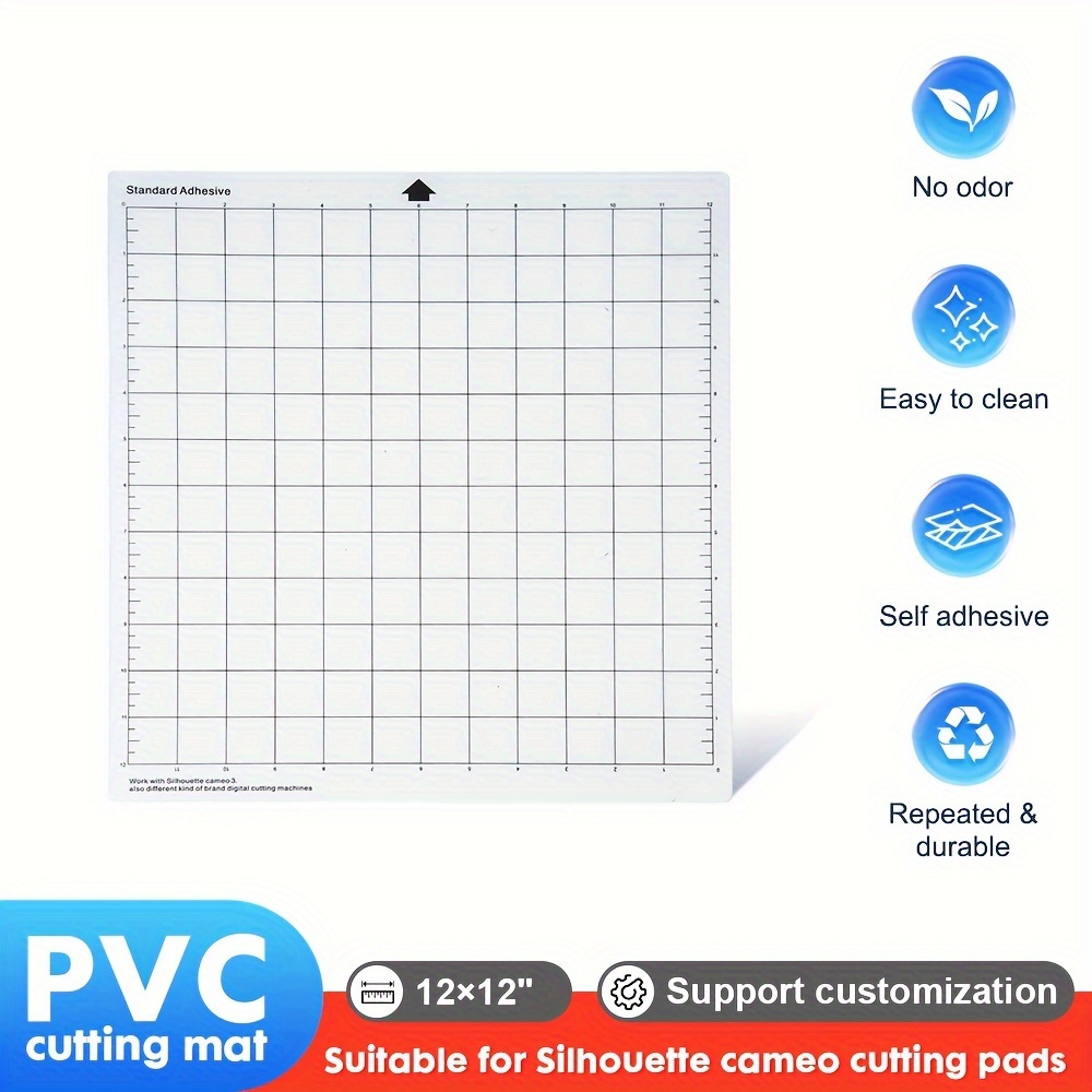 

Pvc Cutting Mats 12x12 Inch, 3-pack, Standard Grip, Transparent Self-adhesive, Non-slip, Durable, Easy To Clean, Odor-free For Silhouette Cameo Craft Accessories