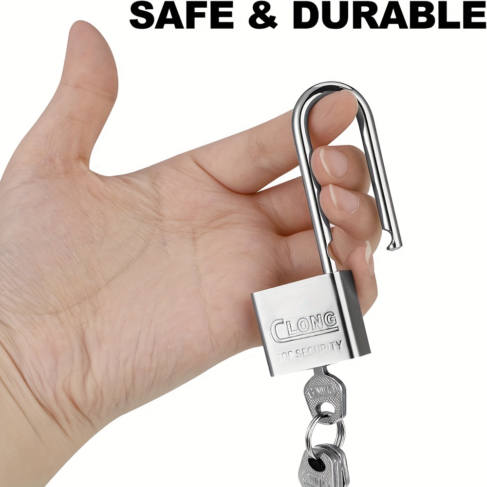 TEMU Heavy-duty Long Locks With Key - Durable Electroplated Finish, Ideal For Sheds, Gym Lockers, Fences & Garages 17594935429449