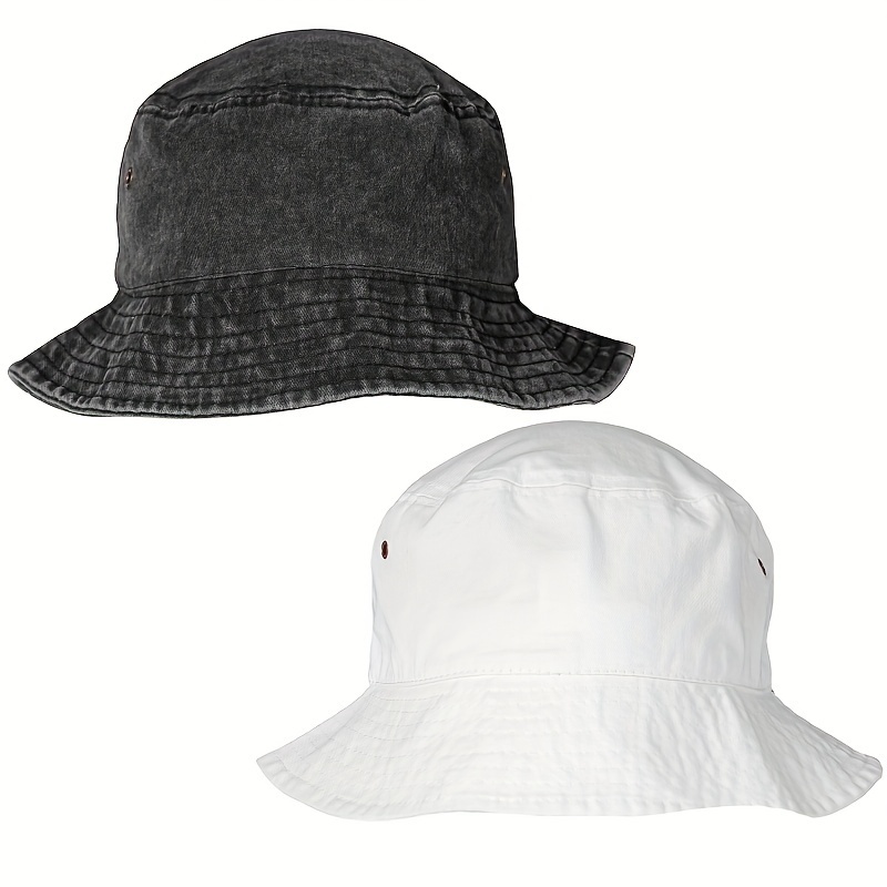 

2pcs Lightweight Breathable Sunscreen Casual Bucket Hat For Women And Men