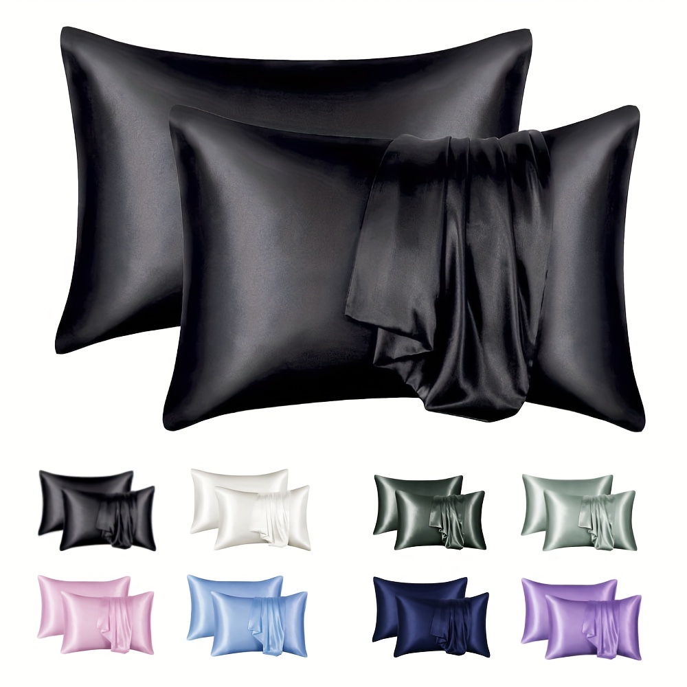 

2pcs Satin Pillowcase, Soft And Smooth Texture, Satin Solid Color Envelope Pillowcases, Reduce Hair Breakage Prevent Wrinkles