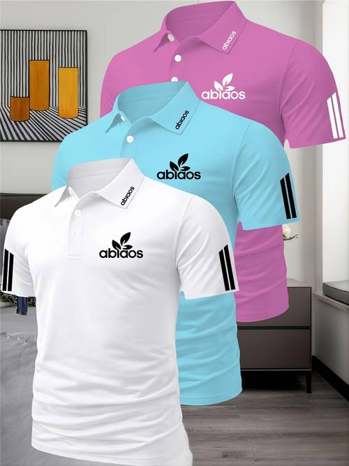 3er set sommer herren shirts, lauf sport gym atmungsaktiv schnelltrocknend, business casual urlaub, shirt mode kurzarm, golf shirt