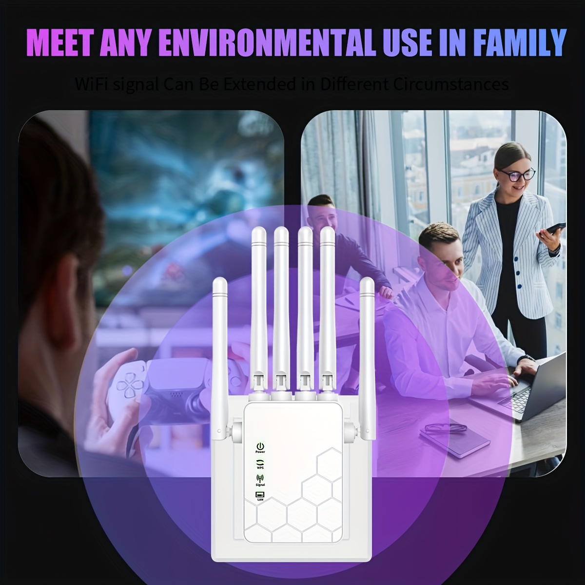 OURLIFE WiFi 6 Extender & Signal Booster, 6-Antenna Network Repeater with Plug & Play Setup, 2.4GHz System for Home/Office, Stable Coverage for Large Houses, Compatible with all WiFi Routers