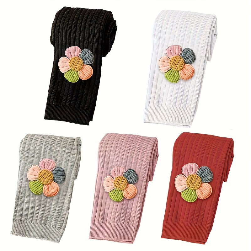 TEMU 5pcs Girls Striped Printed Leggings - Colorful Casual Stretch Pants, Leggings For Girls, Tights For Girls,, Christmas Tights Girls