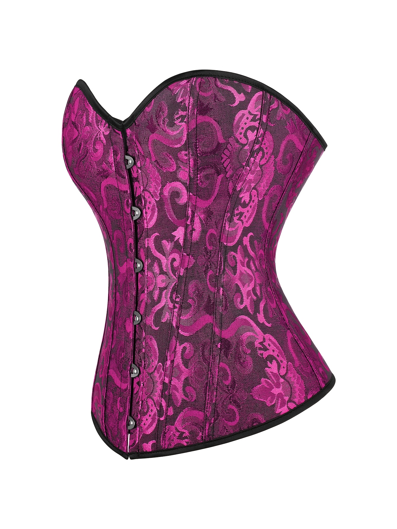 White Lace-Up Corset Top - Strapless, Tummy Control, Slimming Fishbone Bustier with Floral Jacquard Design, Front Hook Closure for Women