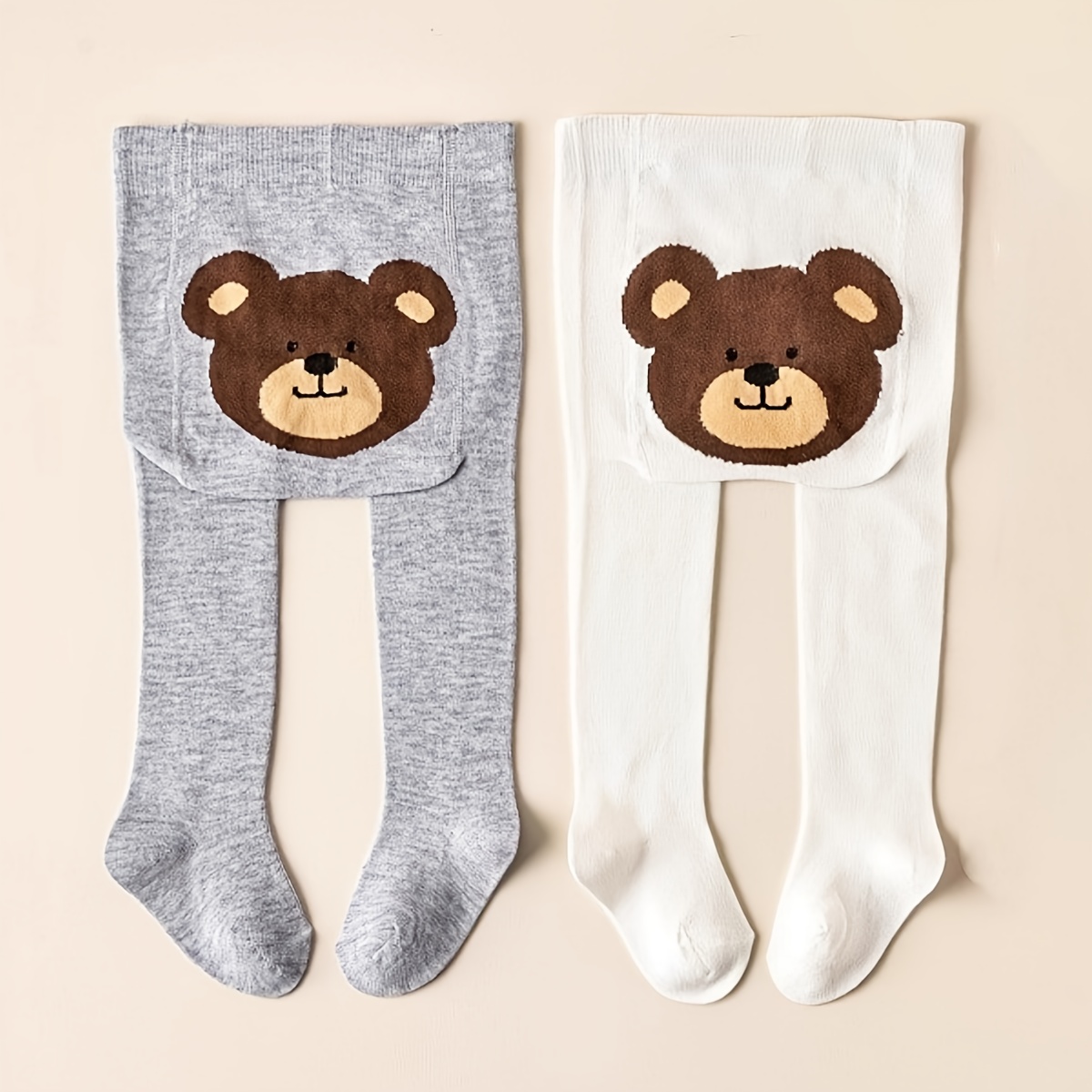 Cute Bear Onesie Winter Pants - Warm Knit Infant/toddler & Tights, Bear Leggings For Newborn Clothing (machine Washable) | Cozy Autumn & Winter Wear 2-pair Pack