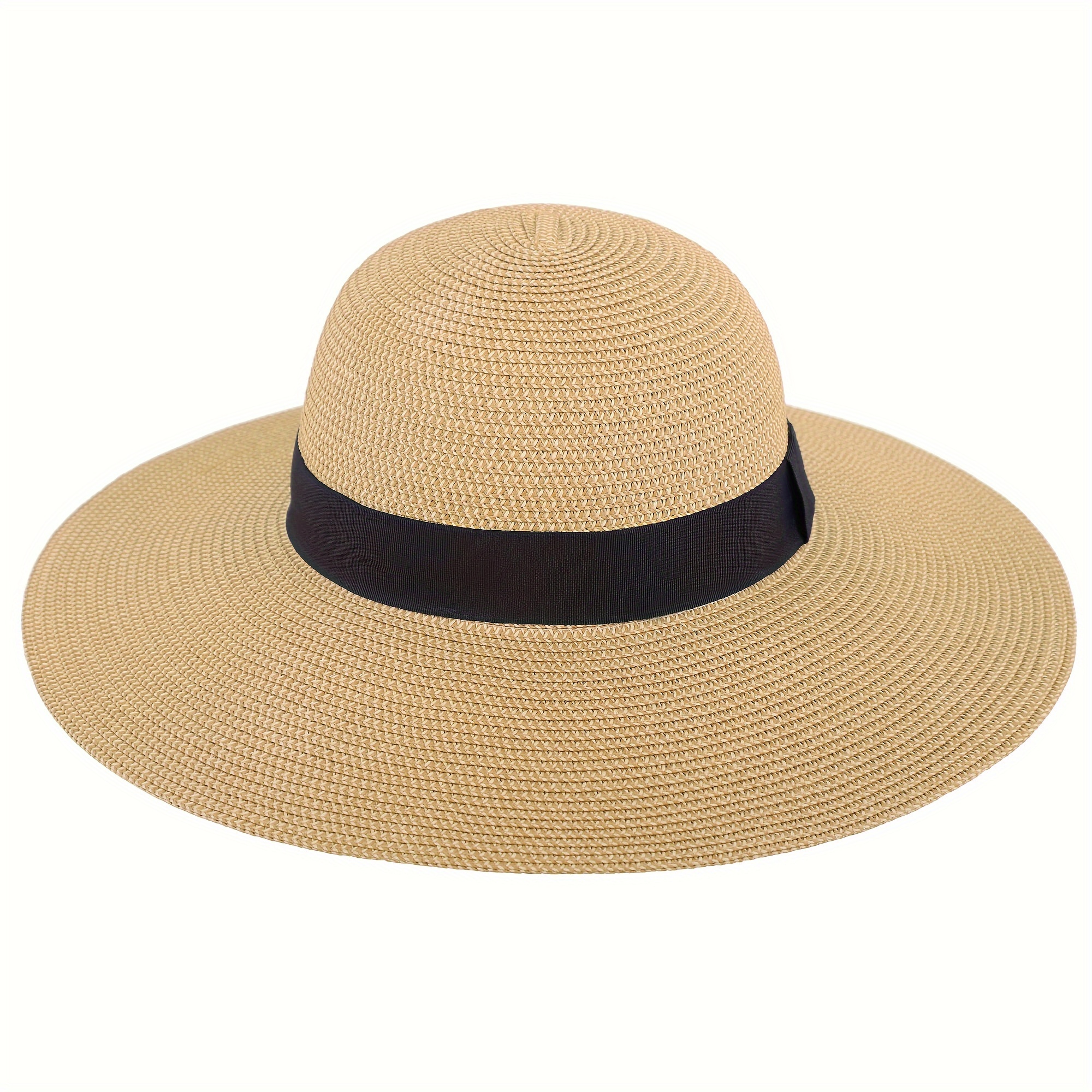 TEMU Womens Sun Hats With Uv Protection Wide Brim Beach Hat Women Straw Beach Hats For Women Floppy Foldable Sun Hats Women Beach, Mix Beige Brown Sun Hat Womens