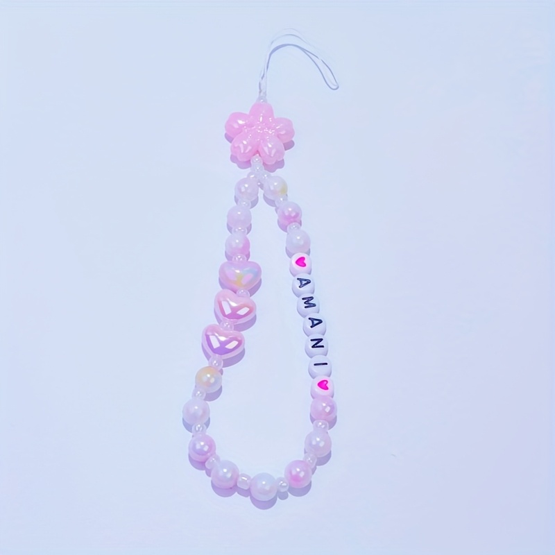 TEMU Une chaîne de téléphone en acrylique mignonne et colorée de cerisier et , personnalisable avec un nom. Parfaite pour décorer les sacs à dos, les