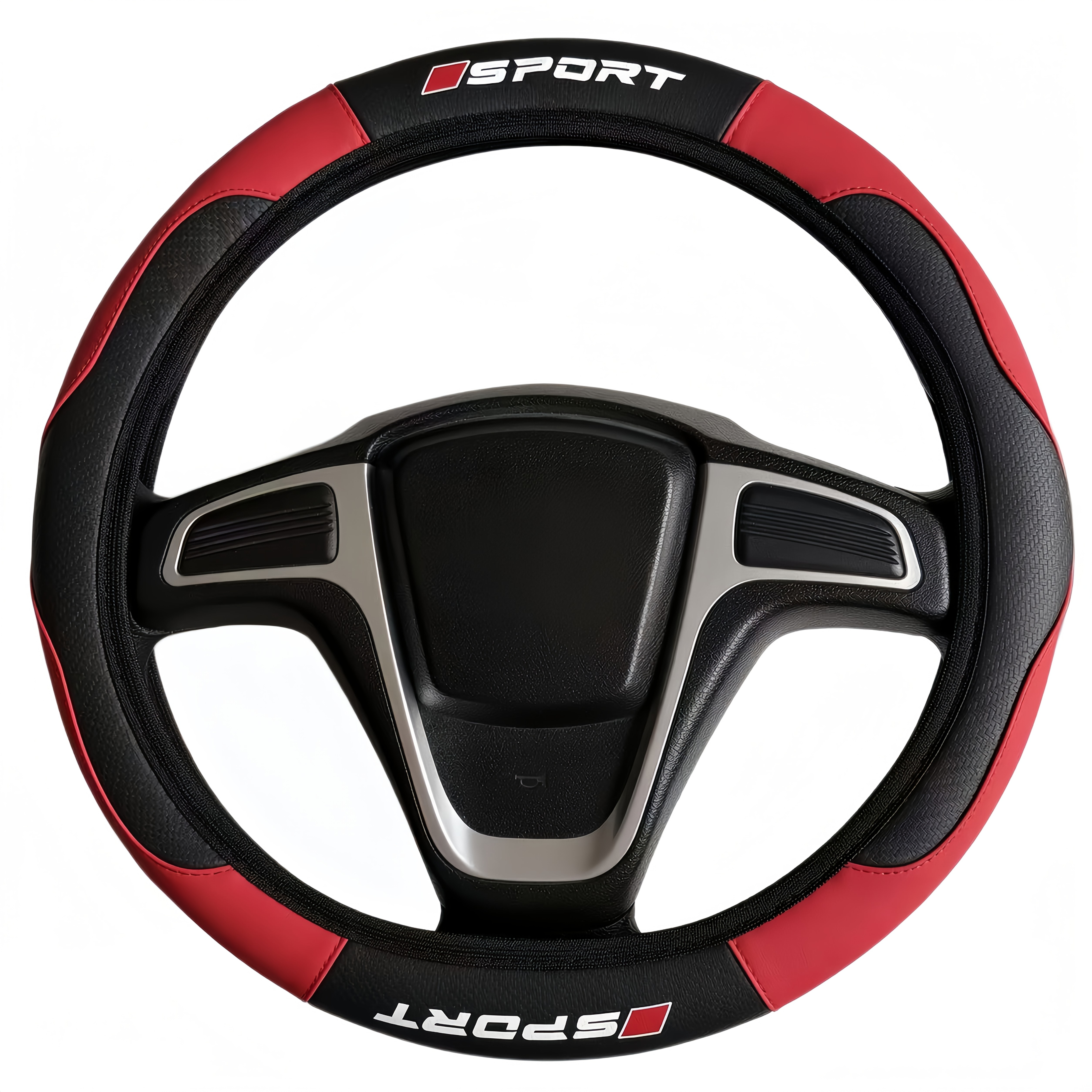 TEMU 1 Housse de Volant de Voiture, PU et Fibre de Carbone en Similicuir, Logo Sport, Compatible avec de 15 pouces, Anneau Intérieur Non Inclus,