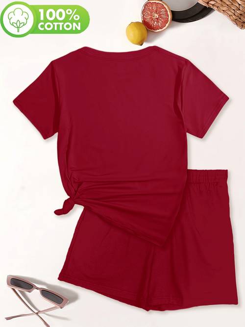 Plus Size, Size Women s 2pcs TShirt Shorts Set, Letter Print Short Sleeve Top Elastic Waist Pockets Shorts, Casual SpringSummer Trendy Outfit