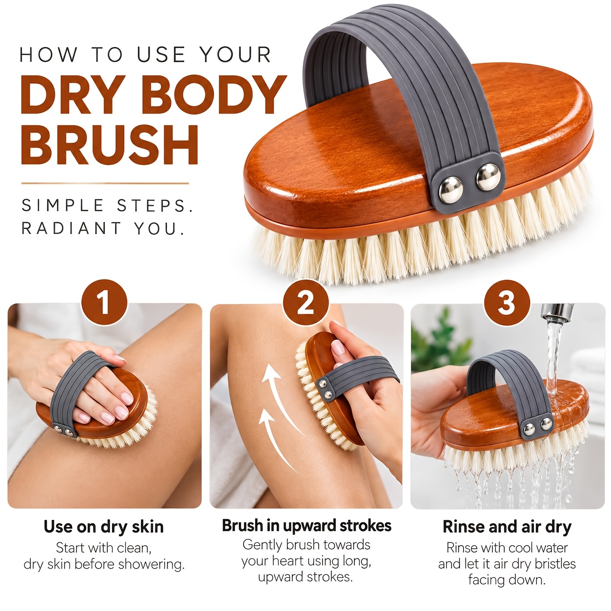 Soft Bristle Wooden Exfoliating Bath Brush, Ideal Skincare Tool