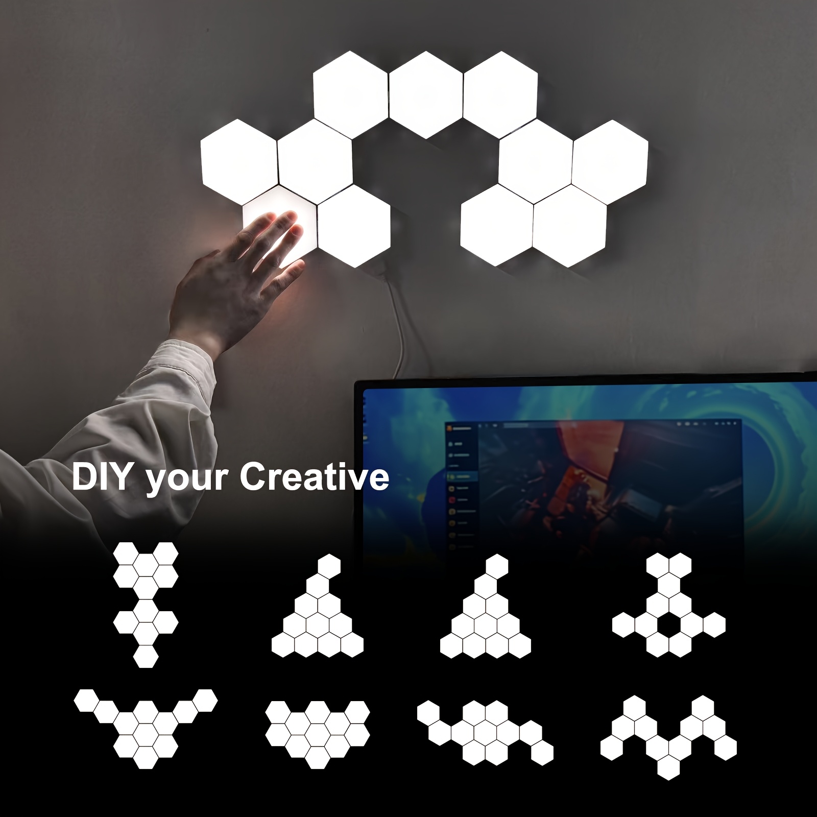 Smart LED Hexagonal Touch Light, DIY Splicing Light