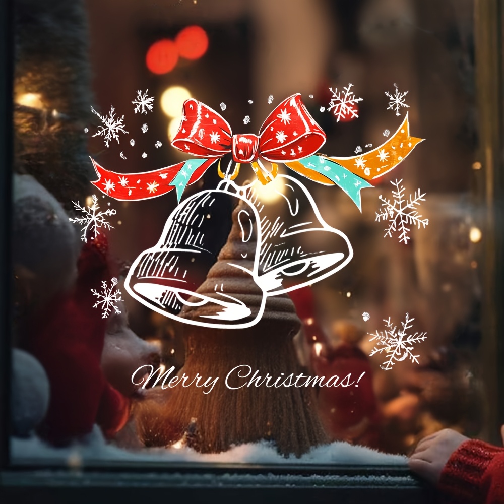 1pc Vibrant Christmas Window Sticker - Easy -off, Reusable, Bell-shaped Decoration For Living Room, Home Decor, Shopping Mall, And Glass Windows - Festive Holiday Decor