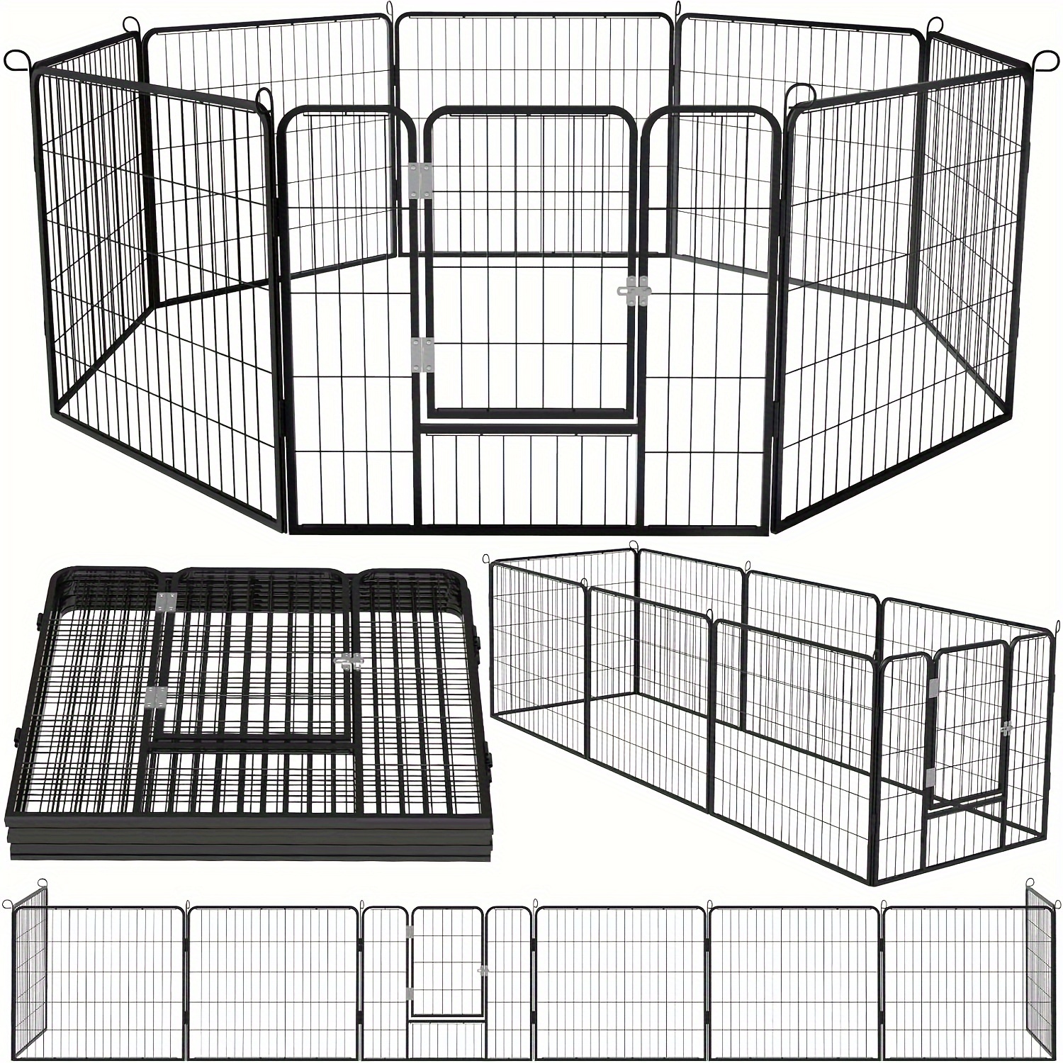 

Ofika Heavy Duty Metal Dog Playpen For Medium/small Animals, 32"height X 27" Width, Dog Fence Exercise Pen With Doors, Pet Puppy Outdoor Playpen Pen For Outdoor, Indoor, Rv, Camping, Yard