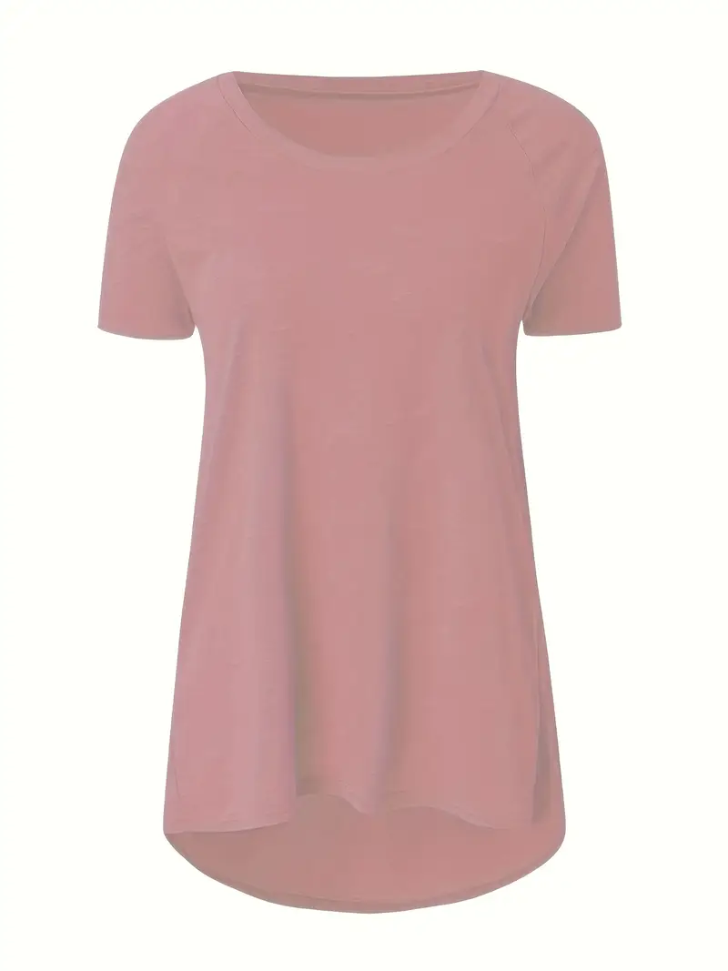 solid longline t shirt crew neck short sleeve t shirt casual womens clothing Product details 29