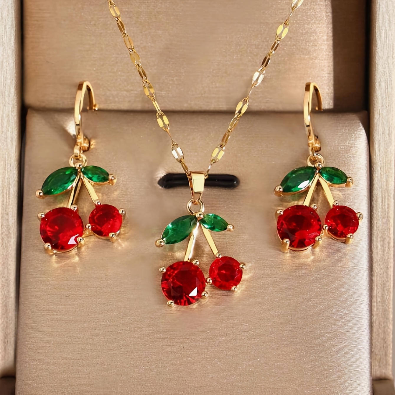TEMU Conjunto de collar y aretes de de acero inoxidable de lujo de moda, 3 piezas, incrustado con circonita sintética, exquisito, elegante, a todo lo