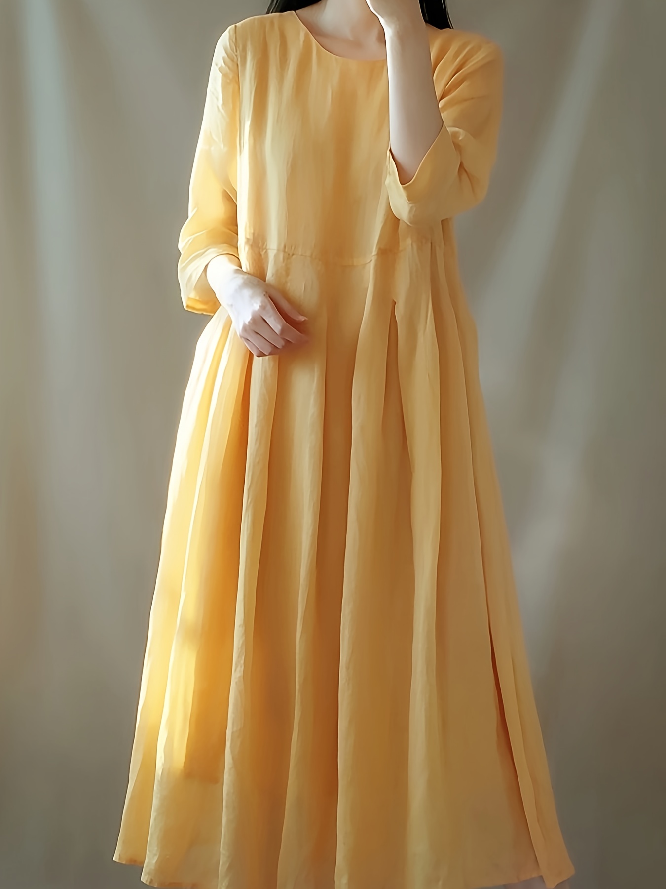 vintage style loose vacation maxi dress asia women's - Temu